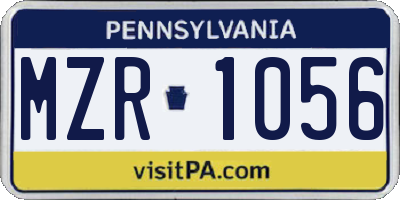 PA license plate MZR1056