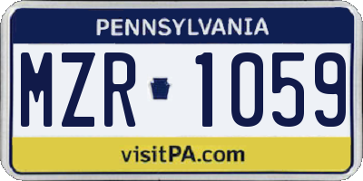 PA license plate MZR1059