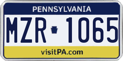 PA license plate MZR1065