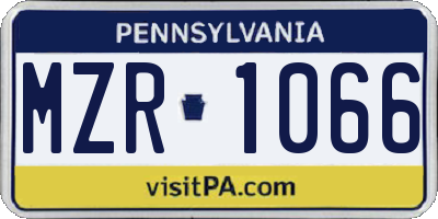 PA license plate MZR1066