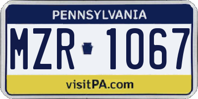 PA license plate MZR1067