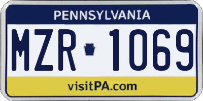 PA license plate MZR1069