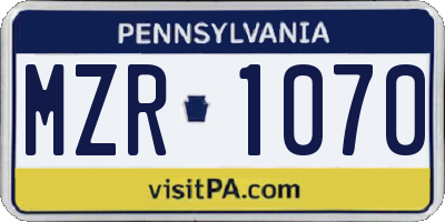 PA license plate MZR1070
