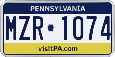 PA license plate MZR1074