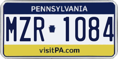 PA license plate MZR1084
