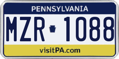 PA license plate MZR1088