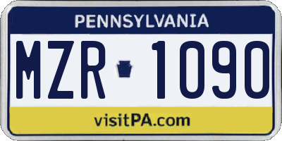 PA license plate MZR1090