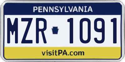 PA license plate MZR1091