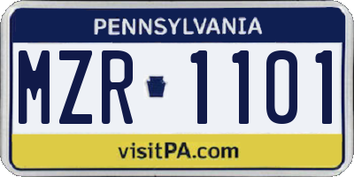 PA license plate MZR1101