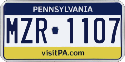 PA license plate MZR1107