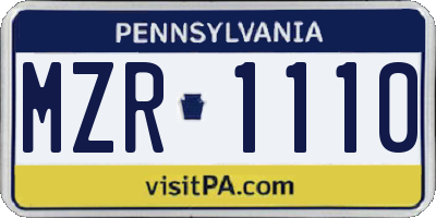PA license plate MZR1110
