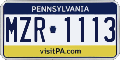 PA license plate MZR1113