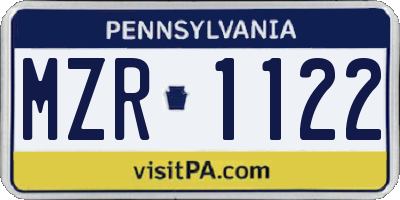 PA license plate MZR1122