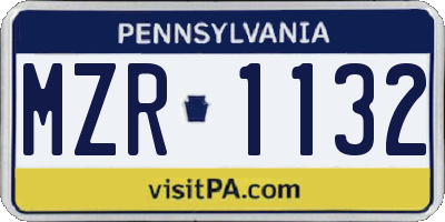 PA license plate MZR1132