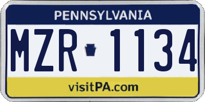 PA license plate MZR1134