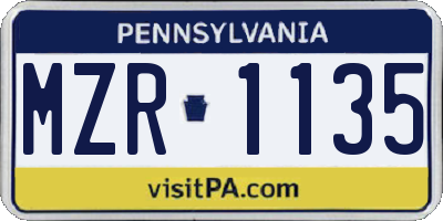 PA license plate MZR1135