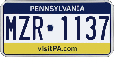 PA license plate MZR1137