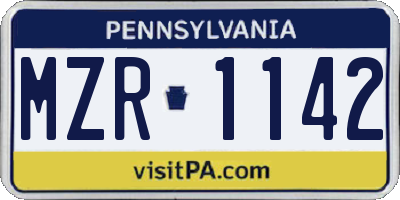 PA license plate MZR1142