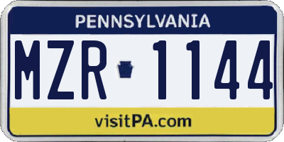 PA license plate MZR1144