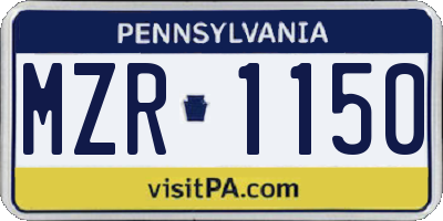PA license plate MZR1150