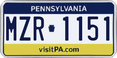 PA license plate MZR1151