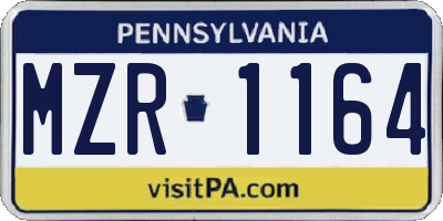 PA license plate MZR1164