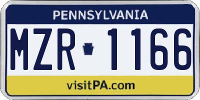 PA license plate MZR1166