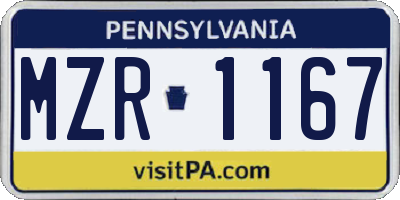PA license plate MZR1167