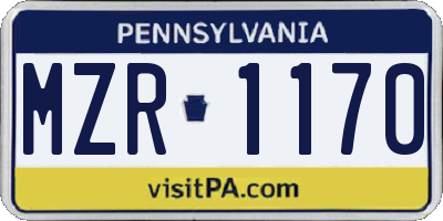 PA license plate MZR1170