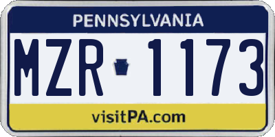 PA license plate MZR1173