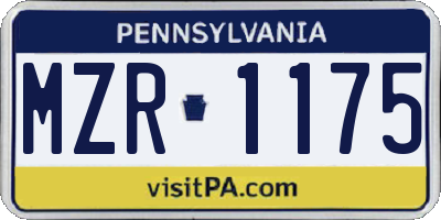 PA license plate MZR1175
