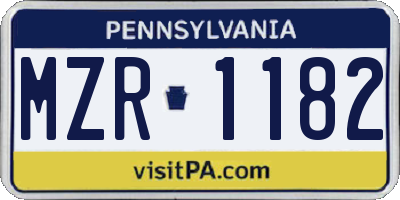 PA license plate MZR1182