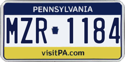 PA license plate MZR1184