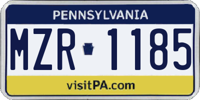 PA license plate MZR1185