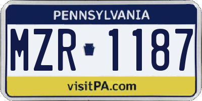PA license plate MZR1187