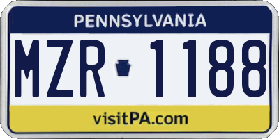 PA license plate MZR1188