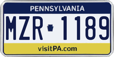 PA license plate MZR1189