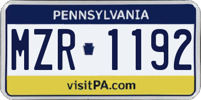 PA license plate MZR1192