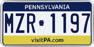 PA license plate MZR1197