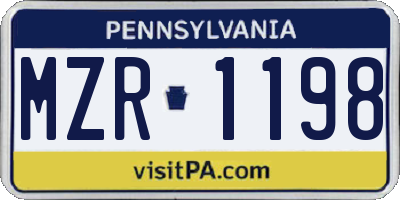 PA license plate MZR1198