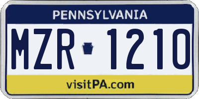 PA license plate MZR1210