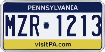 PA license plate MZR1213
