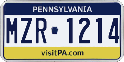 PA license plate MZR1214