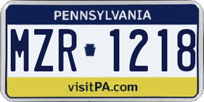 PA license plate MZR1218