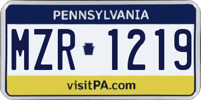 PA license plate MZR1219