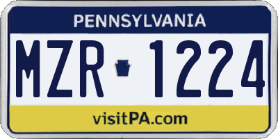 PA license plate MZR1224