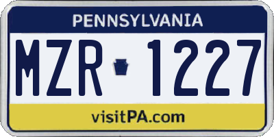 PA license plate MZR1227