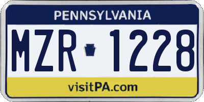 PA license plate MZR1228