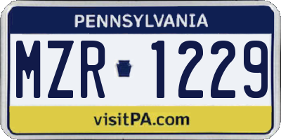 PA license plate MZR1229