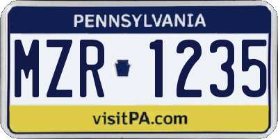 PA license plate MZR1235